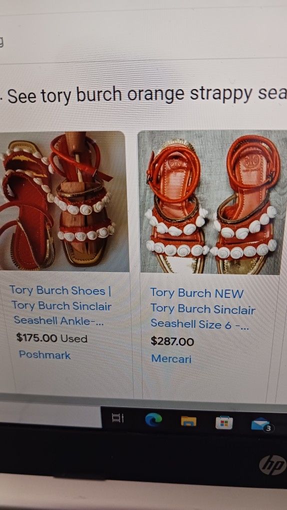 Tory Burch Strappy Seashells Orange Sandals