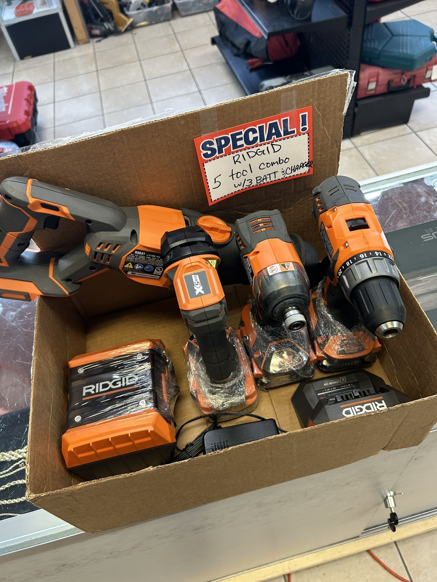 Ridgid 5 Tool Combo 3 Batt And Charger