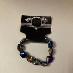 Natural Smoky Quartz Gemstone Faceted Tumbled Beaded Stretch Bracelet