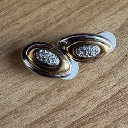 Swarovski Silver Diamond Gold Toned vintage Earrings