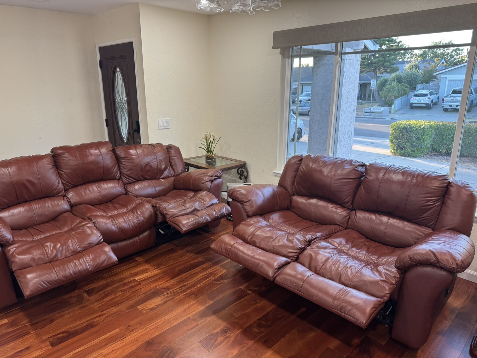Genuine 3 Seater + 2 Seater Couch With Recliners.