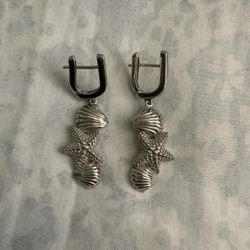 Sterling Silver Seashell Drop Earrings 