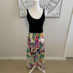 Derek Heart High Low Crisscross Back Abstract Print Dress, S