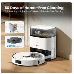 AIRROBO L60+ Self-Empty Robot Vacuum and Mop Cleaner with Ultrasonic Carpet Detection,6000Pa Suction