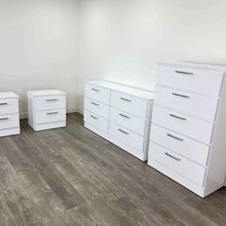 Dresser, Chest And 2 Nightstands Cómoda, Gavetero Y 2 Mesitas De Noche 