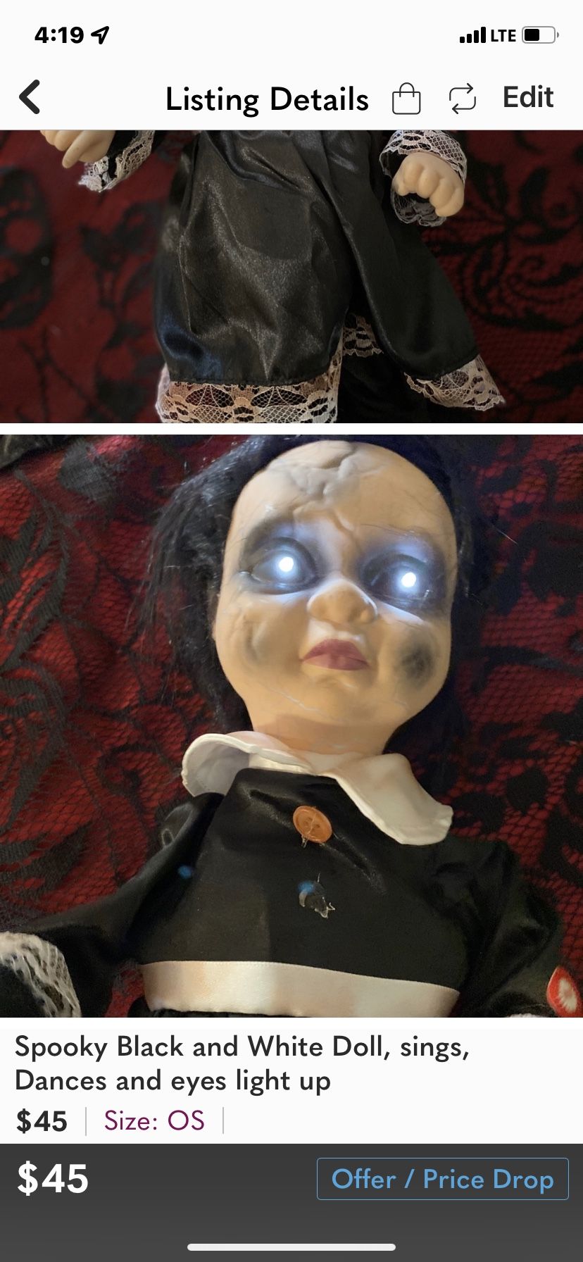 SPOOKY DANCING AND SINGING WITH LIGHT UP EUES DOLL
