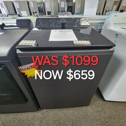 5.3 Cu. Ft. Smart Top Load Washer In Matte Blk Eith Agitator,  Easy Unload 