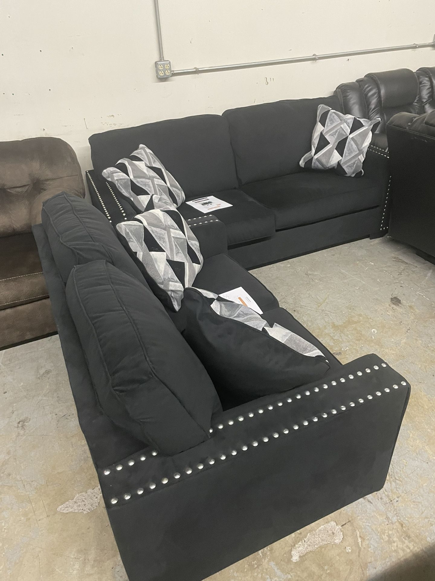 Black Nailhead Sofa Love