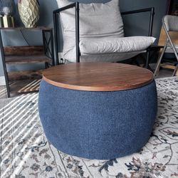 Round Coffee table with removable top and storage
