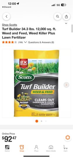 Turf Builder 34.3 lbs. 12,000 sq. ft. Weed and Feed, Weed Killer Plus Lawn Fertilizer
