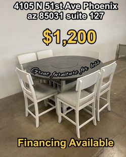7 PCs Dining Table Set Include Table And 6 Chairs Brand New
