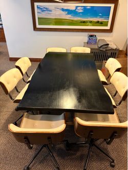 Large Black Wooden Table w/Chairs