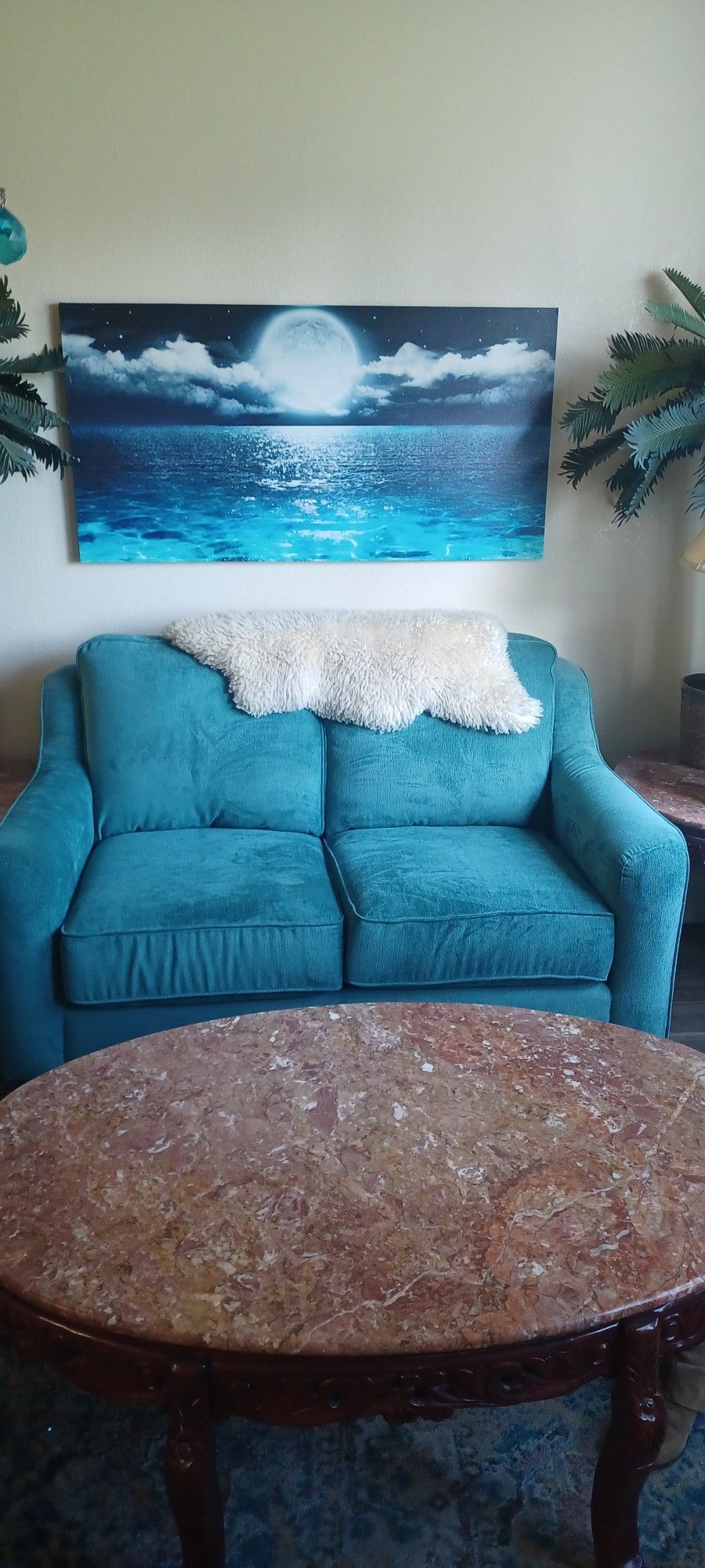 Turquoise 2 Seater Couch And Chair