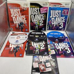 Just Dance 1 2 3 Nintendo Wii Lot of 3 Bundle 1-3 Complete w/ Manuals CIB Games