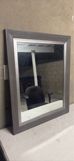 Wall Mirror with Gray Wood Frame(28x34)