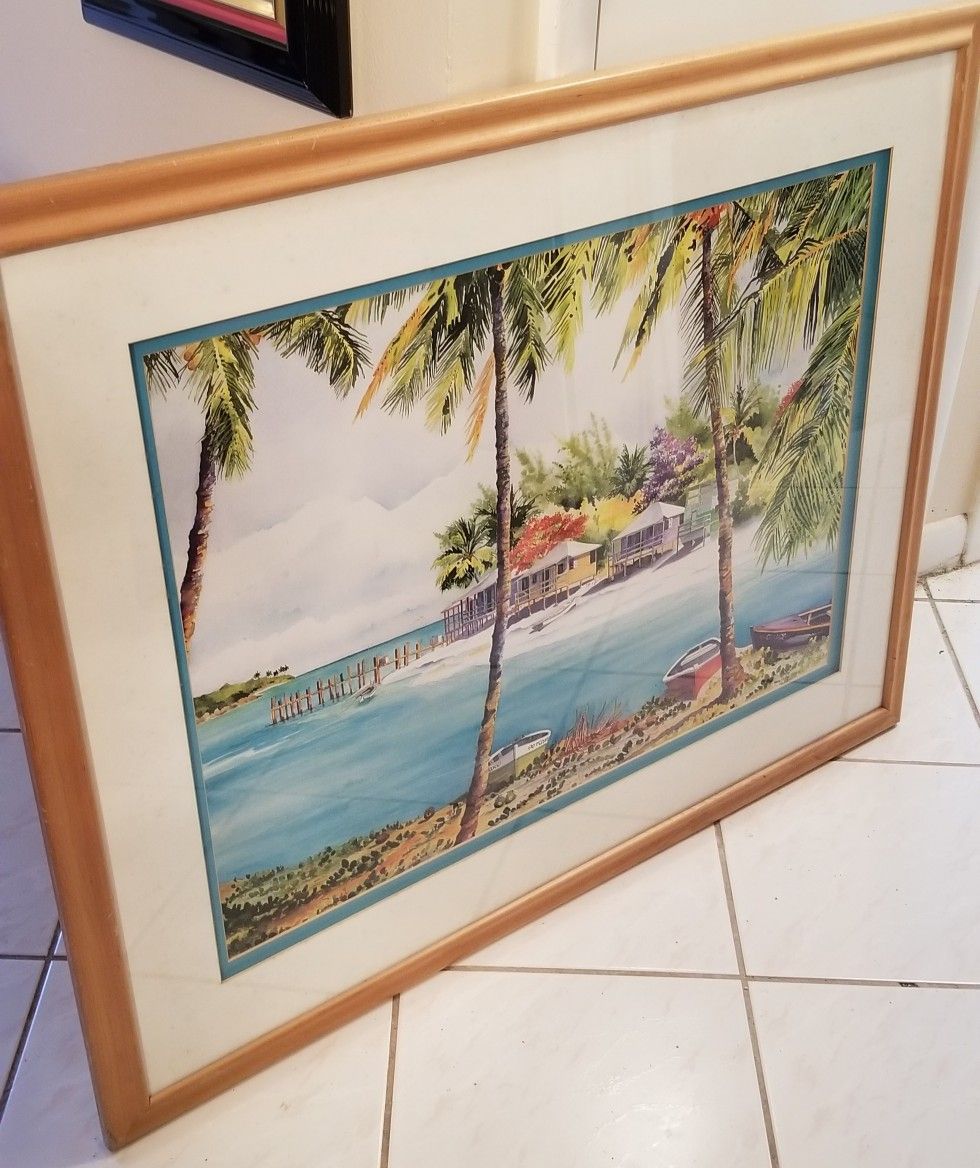 38" x 31" Carol Garvin Beach Scene