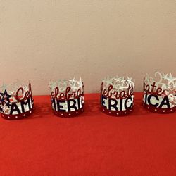 *$3 EACH* Patriotic 4” Wide Metal Glass Candle Holder  | Fourth of July Decor | July 4th  Decor 