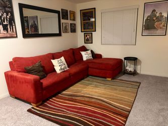 Red Sofa/ Sectional w/ Chaise andHide-A-Bed