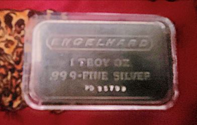 Vintage Engelhard Silver 1 oz Bar - Landscaped Logo - Frosty Back - RNDM SERIAL