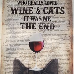 Cat with Wine glass poster painting
New