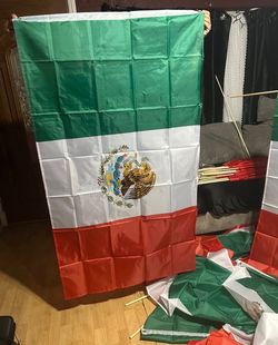 Mexico flag with pole
