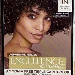 L'Oréal Excellence Creme hair color in 1N Natural Black.  New