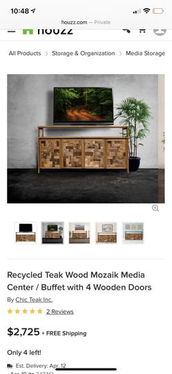 Entertainment Center Made From Reclaimed Teak Wood