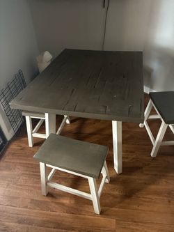 Farmhouse Dining Table with Stools