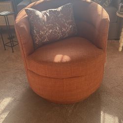 Rust Burnt Orange Round Swivel Chair Chartreuse Home Furnishings