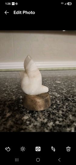 Vintage Stone Dove Figurine Hand Carved Small White Dove Collectible