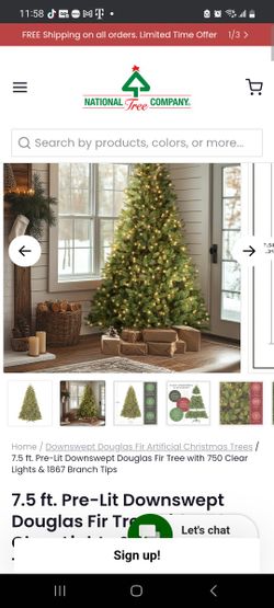 New 7.5ft Pre-Lit Downswept Douglas Fir Christmas Tree 🎄