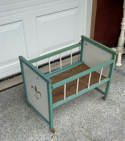 Vintage wooden doll crib
