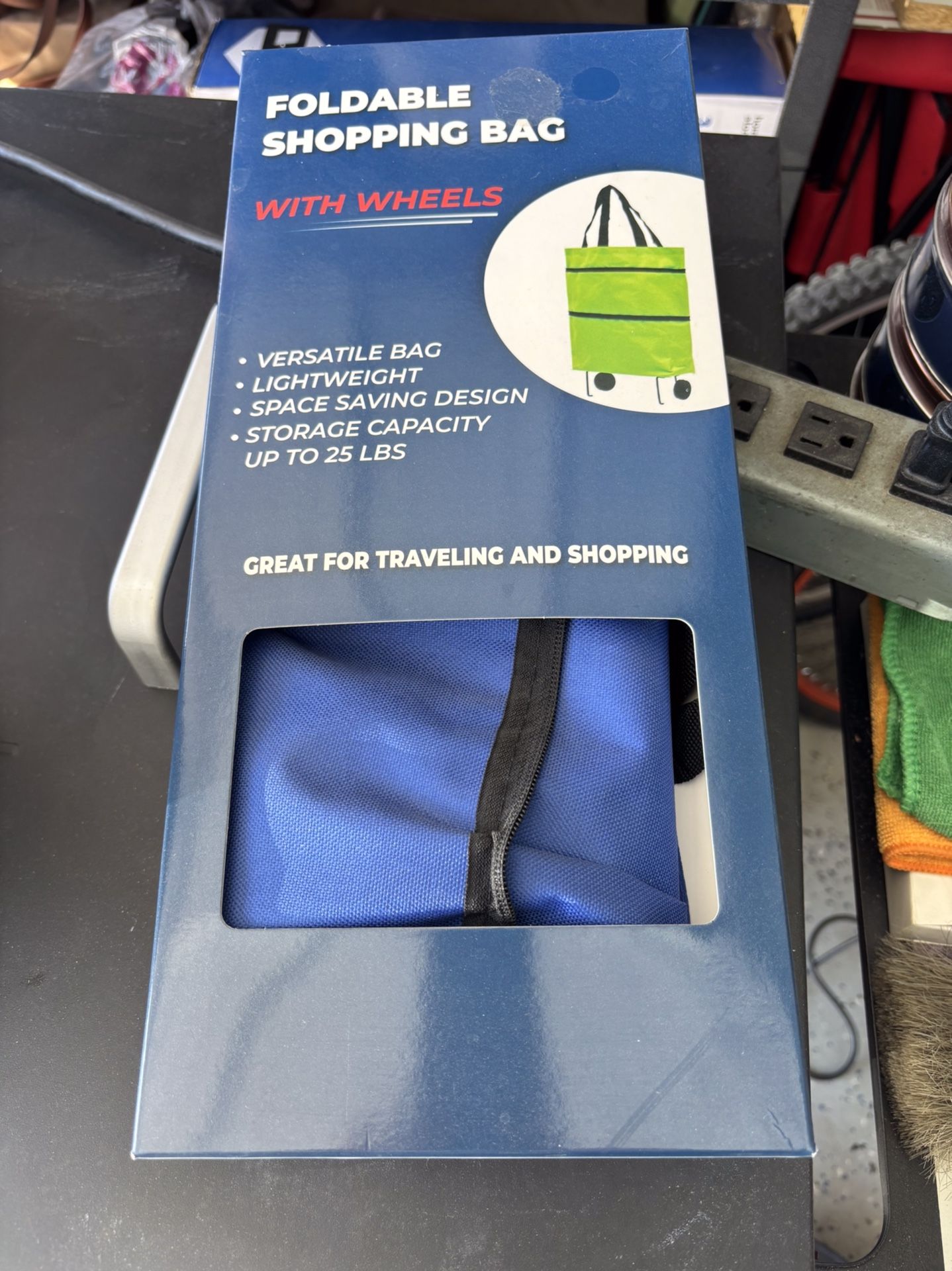 Brand New Blue Fordable Shopping Bag with Wheels