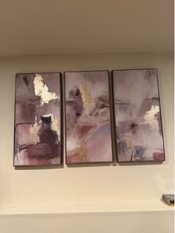 Modern 3-Piece Framed Abstract Canvas Wall Art Set – Gold Foil Accents