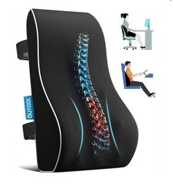 New Lumbar Support Pillow for Office Chair Back Pain Relief Improve Posture, Mesh Cover Double Adjustable Straps