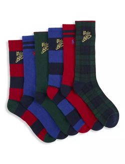 Polo by Ralph Lauren Men's Assorted Crew Socks - Red, Blue, Green, Navy