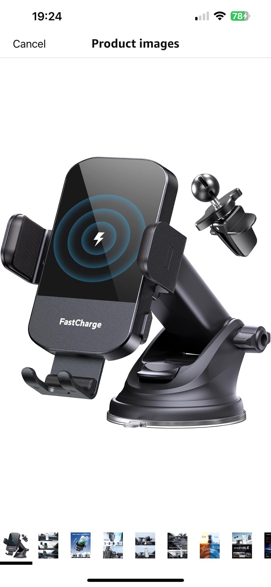 Wireless Car Charger, 15W Fast Charging Auto Clamping Car Charger Phone Mount Phone Holder fit for iPhone 16 15 14 13 12 Pro Max 11 XR XS, Sams