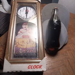 Coca-Cola Clock In Box & Unopened Bottle Of Coke