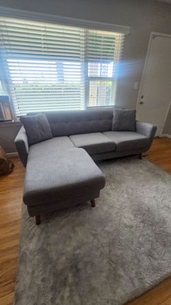 Mid-Century Modern Heather Gray Tufted Sectional Couch