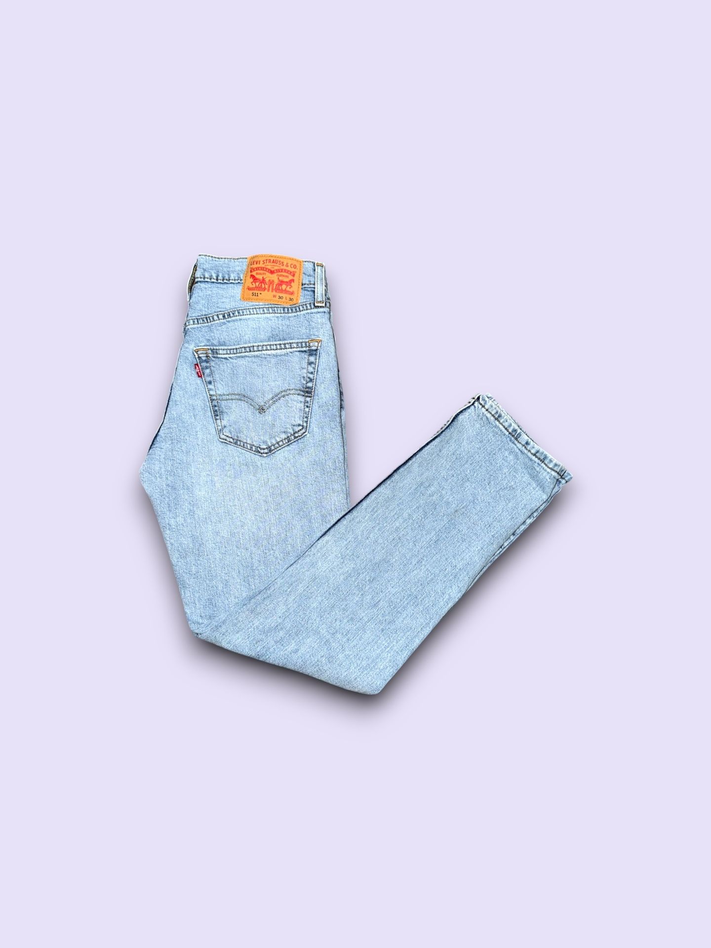 Levi’s 511 slim stretch bleached stonewashed blue jeans men’s 30x30