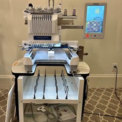 PR1055x bRother 10 Needle Embroidery Machine with Stand & Embroidery Supplies