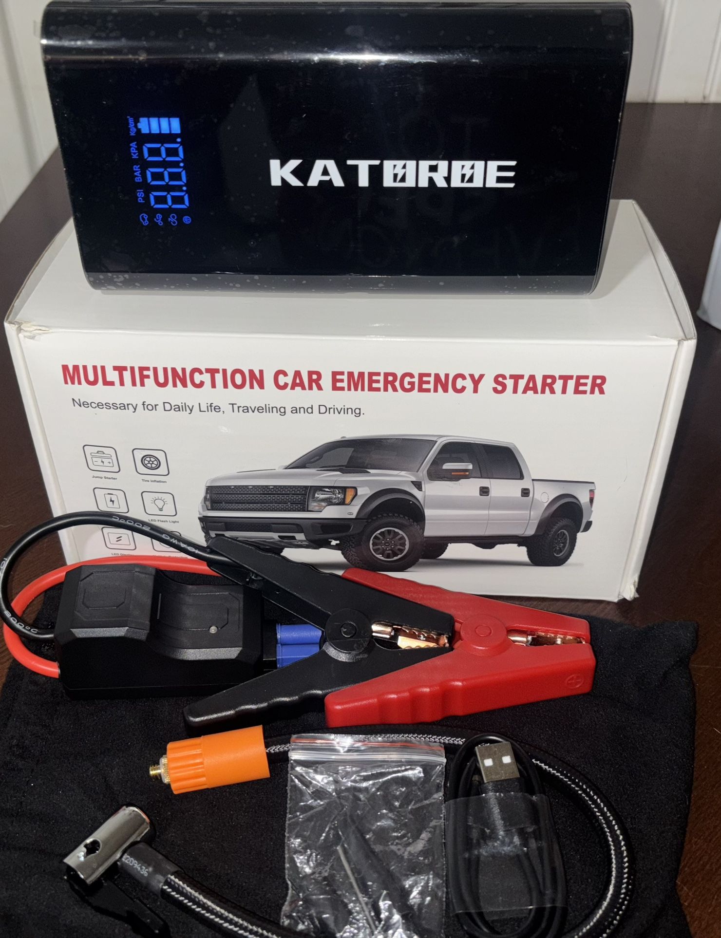 Jump Starter with Air Compressor, Jump Box 5000A Portable Jump Starter (10.0L Gas/8.0L Diesel), 12V Car Battery Jumper Starter with 150PSI Tire Pump