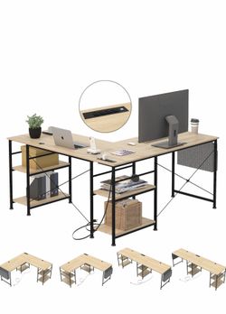 Gaming L shaped desk with built in Outlet