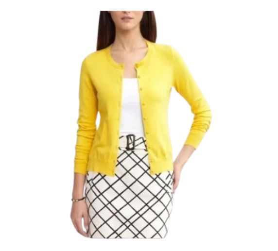 Banana Republic Womens Cardigan Yellow Button down Long Sleeve Sweater XS