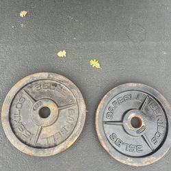 Olympic Weight Plates 70 Lbs Total Pair Of 35s 