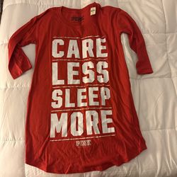VS PINK Care Less Sleep More Sleep Dress Tee M