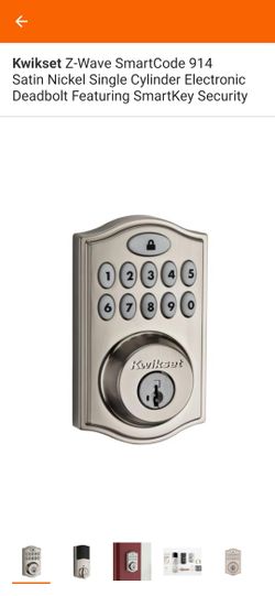 Kwikset Z-Wave SmartCode 914 Satin Nickel Single Cylinder Electronic Deadbolt Featuring SmartKey Security