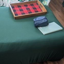 Large Leather Square Couch/Coffee Table With Attachable Green Cover