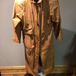 Full length LEATHER COAT With Matching LEATHER GLOVES