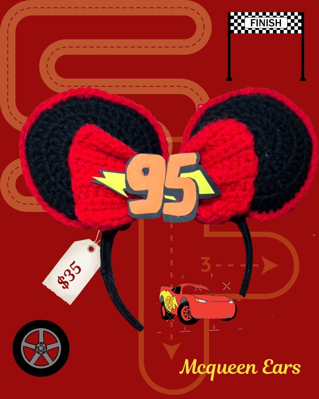 Lightning Mcqueen Disney Ears♥️